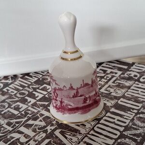 Danbury Mint Bells of the World Spode Dinner Bell - Red/Pink & White - England